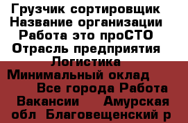 Грузчик-сортировщик › Название организации ­ Работа-это проСТО › Отрасль предприятия ­ Логистика › Минимальный оклад ­ 24 000 - Все города Работа » Вакансии   . Амурская обл.,Благовещенский р-н